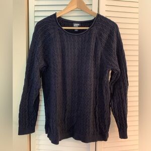 Lands End navy cotton cable knit sweater XL (18)